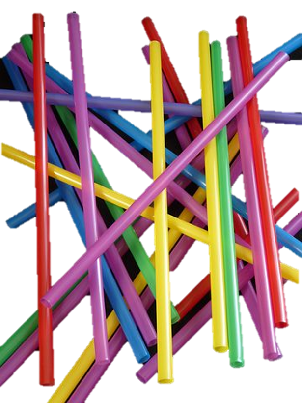 A bunch of multi colored plastic straws