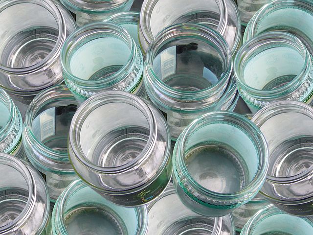 Pile of clean glass jars