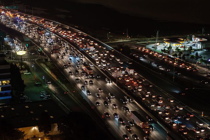 Heavy traffic at night