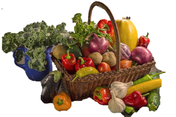 Vegetables in cane basket