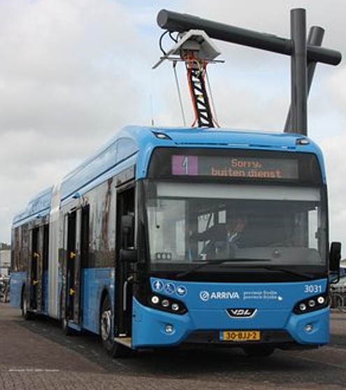 Electric bus on charge