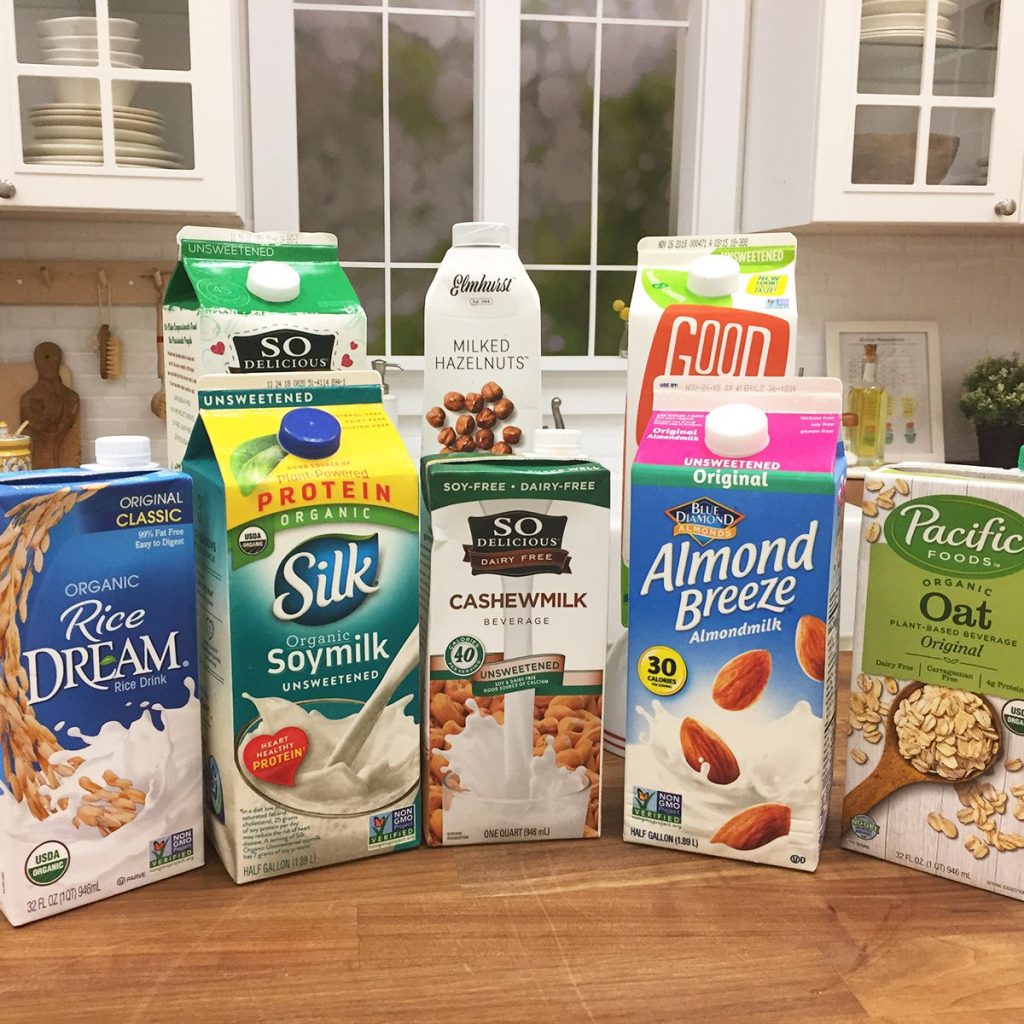 Various plant based milk options