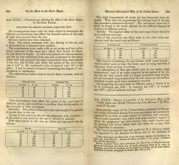 Two pages of Eunice Newton Foote's paper