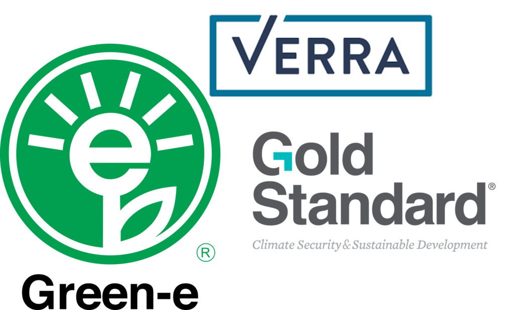 Logos for Verra, Gold Standard and Green-e