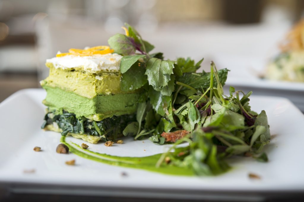 2023 Holiday Edition features this Spinach Mille Feuille