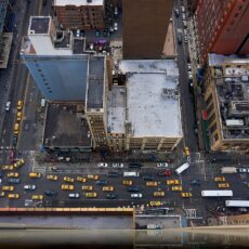 Aerial view of traffic in New York City