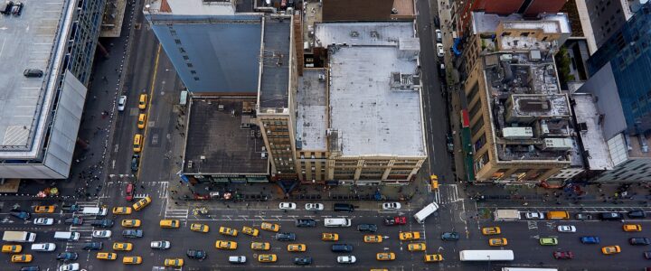 Aerial view of traffic in New York City